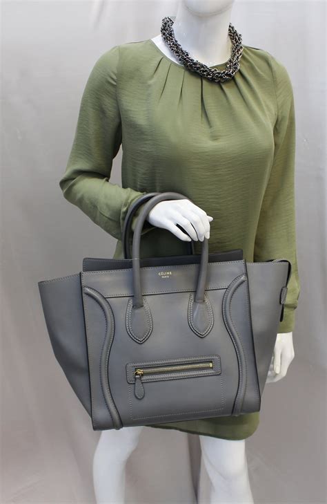 grey and black celine luggage bag